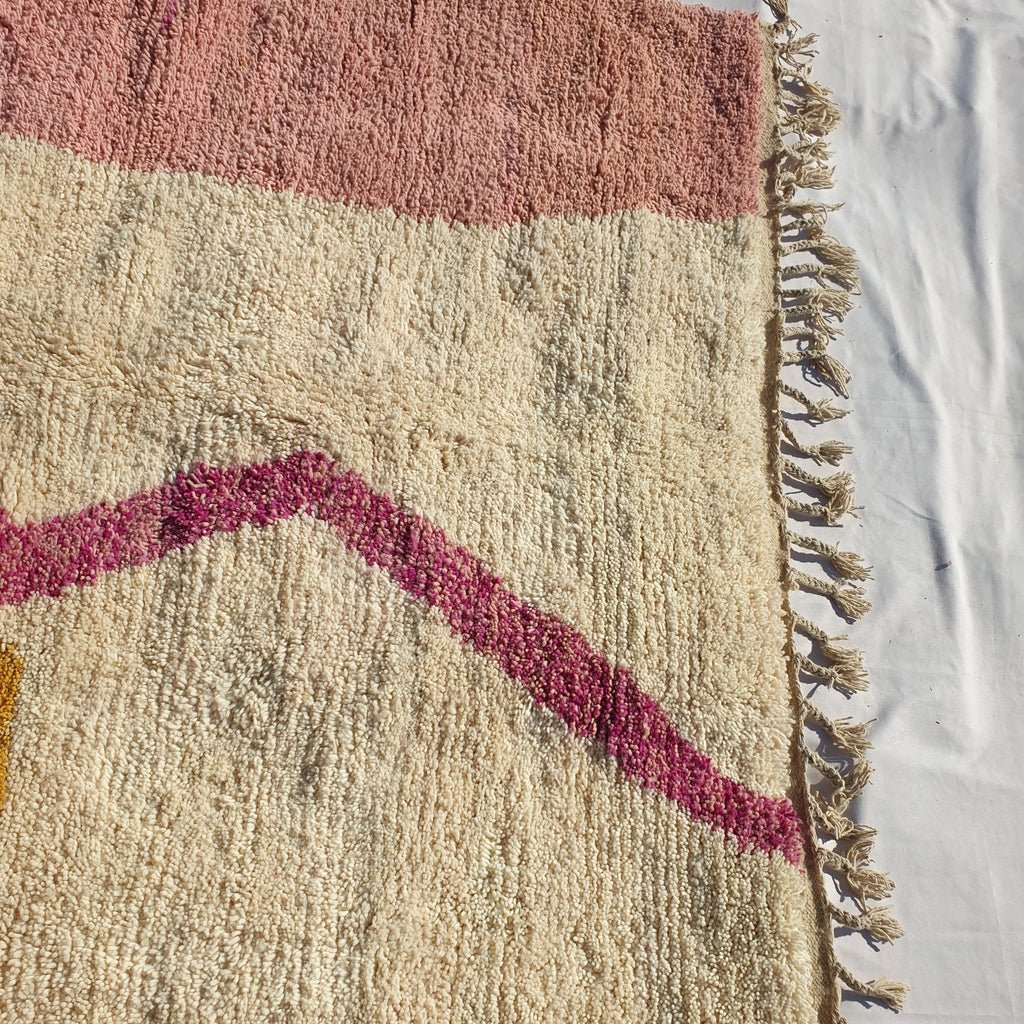 MOROCCAN BOUJAAD RUG | Moroccan Berber Rug | Orange & Pink Rug Moroccan Carpet | Authentic Handmade Berber Bedroom Rugs | 9'6x6'5 Ft | 2,94x1,98 m - OunizZ