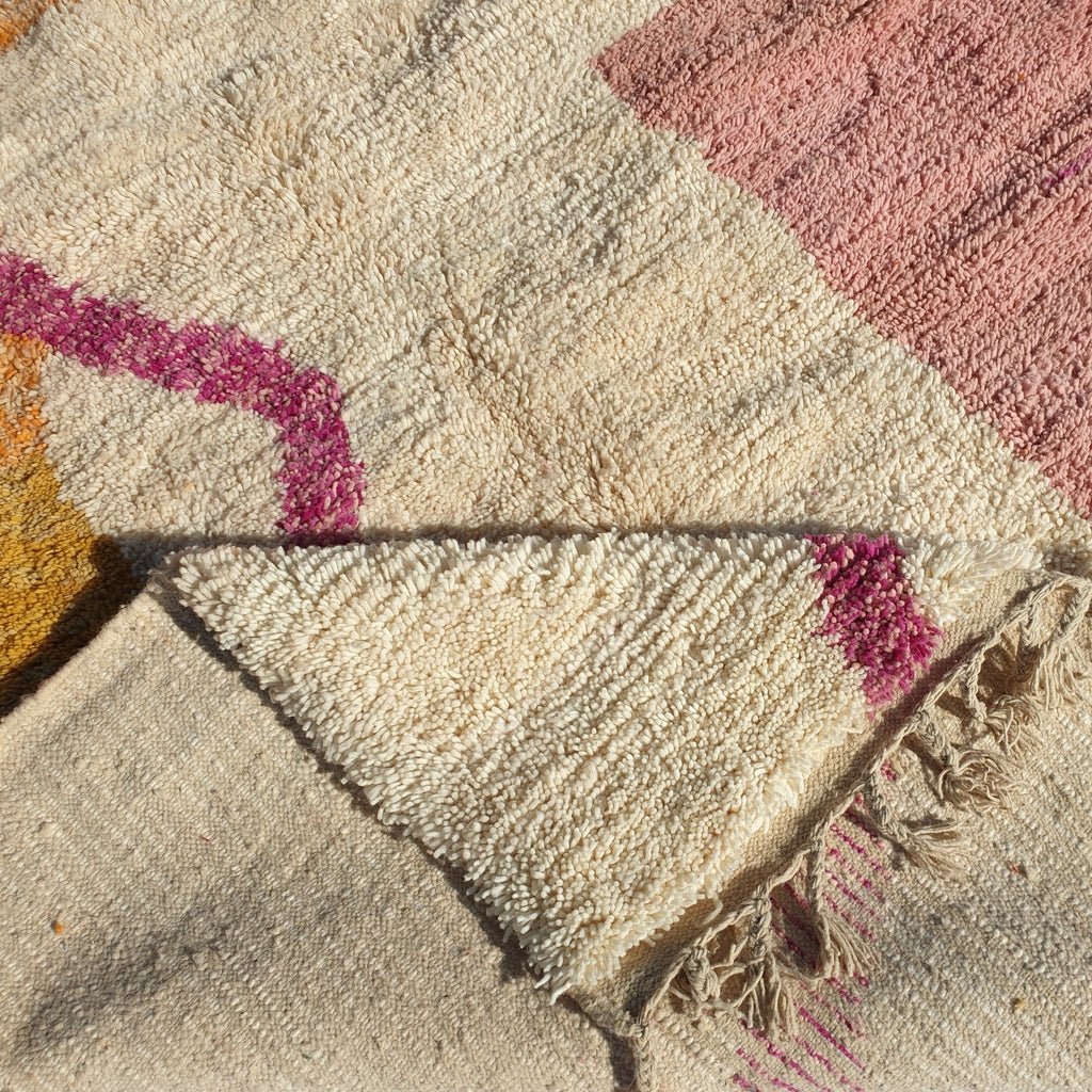 MOROCCAN BOUJAAD RUG | Moroccan Berber Rug | Orange & Pink Rug Moroccan Carpet | Authentic Handmade Berber Bedroom Rugs | 9'6x6'5 Ft | 2,94x1,98 m - OunizZ