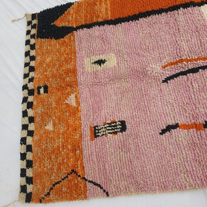 MOROCCAN BOUJAAD RUG | Moroccan Berber Rug | Orange & Pink Rug Moroccan Carpet | Authentic Handmade Berber Bedroom Rugs | 9'7x6'8 Ft | 2,96x2,07 m - OunizZ
