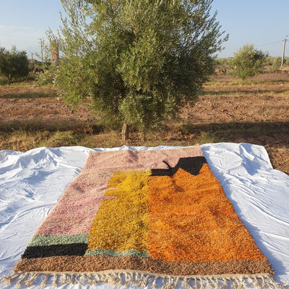 MOROCCAN BOUJAAD RUG | Moroccan Berber Rug | Orange Rug Moroccan Carpet | Authentic Handmade Berber Bedroom Rugs | 10'1x6'6 Ft | 3x2 m - OunizZ