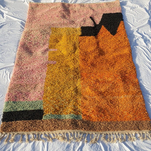 MOROCCAN BOUJAAD RUG | Moroccan Berber Rug | Orange Rug Moroccan Carpet | Authentic Handmade Berber Bedroom Rugs | 10'1x6'6 Ft | 3x2 m - OunizZ