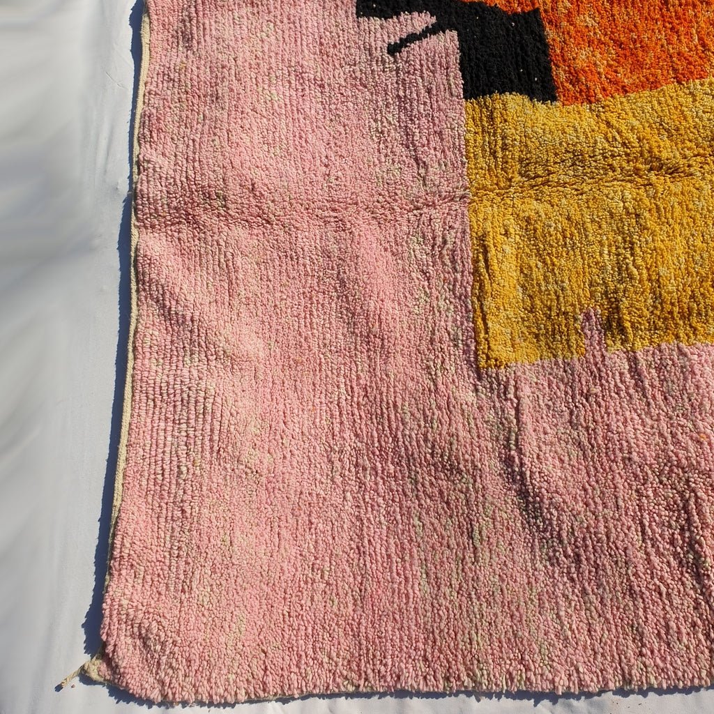 MOROCCAN BOUJAAD RUG | Moroccan Berber Rug | Orange Rug Moroccan Carpet | Authentic Handmade Berber Bedroom Rugs | 9'6x6'5 Ft | 3x2 m - OunizZ