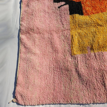 MOROCCAN BOUJAAD RUG | Moroccan Berber Rug | Orange Rug Moroccan Carpet | Authentic Handmade Berber Bedroom Rugs | 9'6x6'5 Ft | 3x2 m - OunizZ