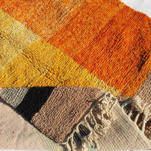 MOROCCAN BOUJAAD RUG | Moroccan Berber Rug | Orange Rug Moroccan Carpet | Authentic Handmade Berber Bedroom Rugs | 9'6x6'5 Ft | 3x2 m - OunizZ