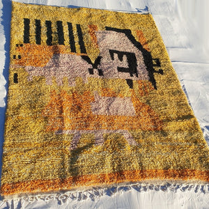 MOROCCAN BOUJAAD RUG | Moroccan Berber Rug | Orange & Yellow Moroccan Carpet | Authentic Berber Bedroom Rug | 10'3x7'4 Ft | 3,15x2,27 m - OunizZ