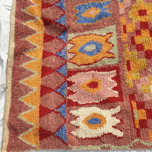 MOROCCAN BOUJAAD RUG | Moroccan Berber Rug | Orange Yellow Red Moroccan Carpet | Authentic Berber Living room Rug | 9'9x6'4 Ft | 3x2 m - OunizZ