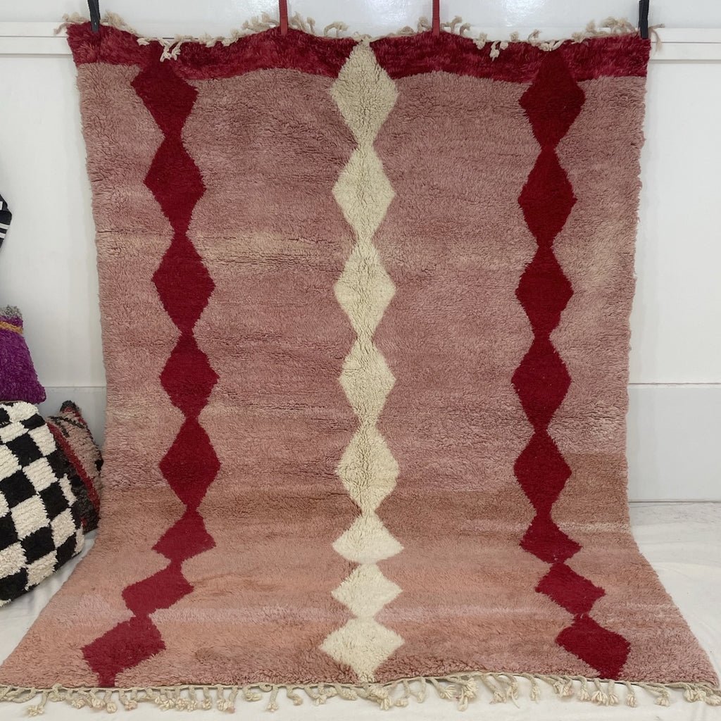 Moroccan Peach Beni Rug | BENIASSIF | 10 x 7'3 Ft | 3x2,21 m | 100% wool handmade - OunizZ