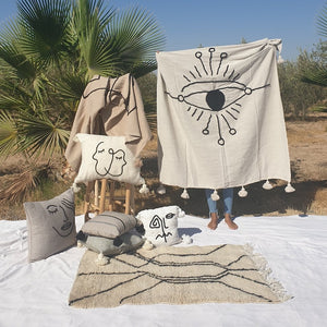 Moroccan Pom Pom Abstract Blankets - OunizZ