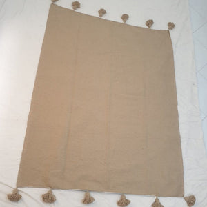 Moroccan Pom Pom Blankets Beige - OunizZ