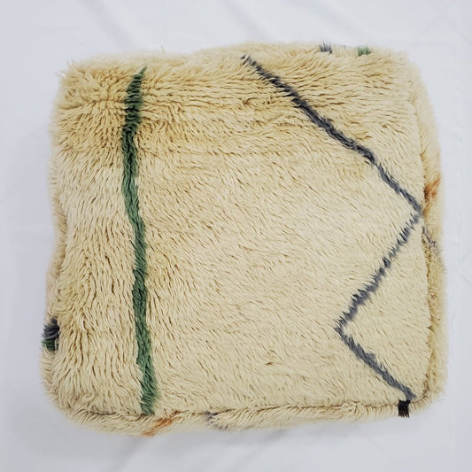 Moroccan pouf | Floor rug cushion | Moroccan ottoman | Floor wool pouf - OunizZ