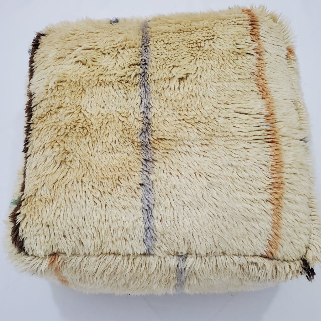 Moroccan pouf | Floor rug cushion | Moroccan ottoman | Floor wool pouf - OunizZ