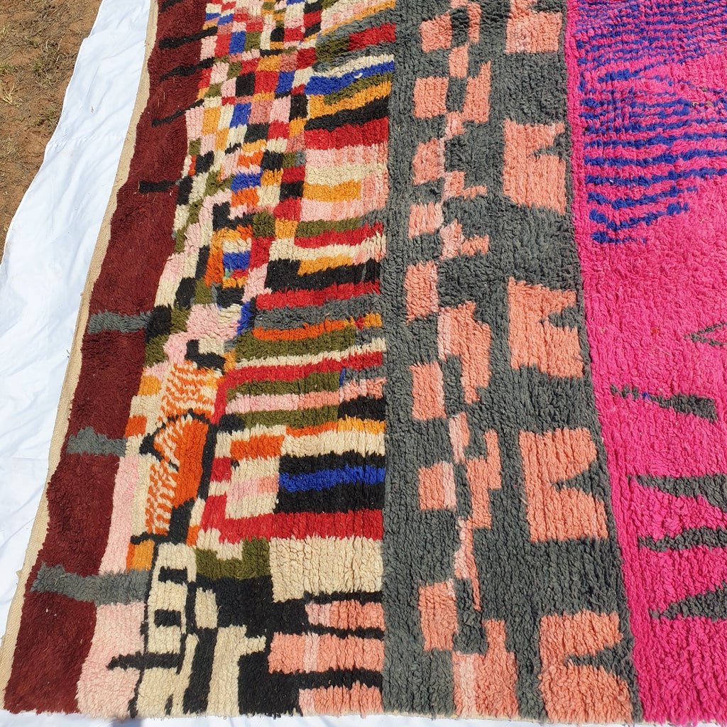 Moroccan rug authentic Boujaad Pink & Orange | 13'3x10 ft | 4x3 m | Moroccan Berber rug | TANNAWT | Colorful handmade - OunizZ
