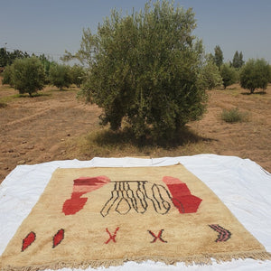Moroccan Rug Beige living room Boujaad | 10x8 Ft | 3,14x2,50 m | SAYNA | 100% wool handmade - OunizZ