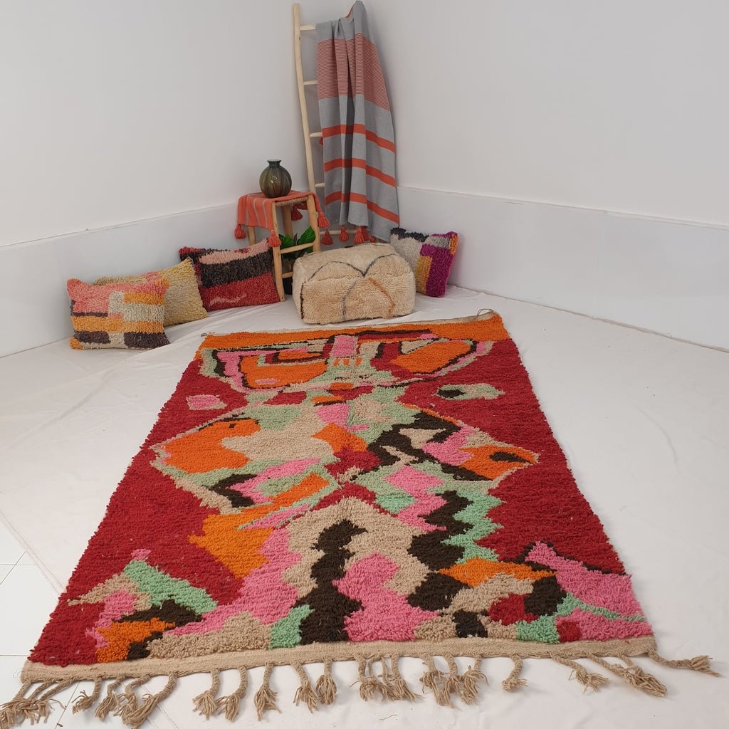 Moroccan Rug Boujaad Bedroom & living room carpet | IGHNA | 8'7x5'3 Ft | 2,64x1,63 m | 100% wool handmade - OunizZ