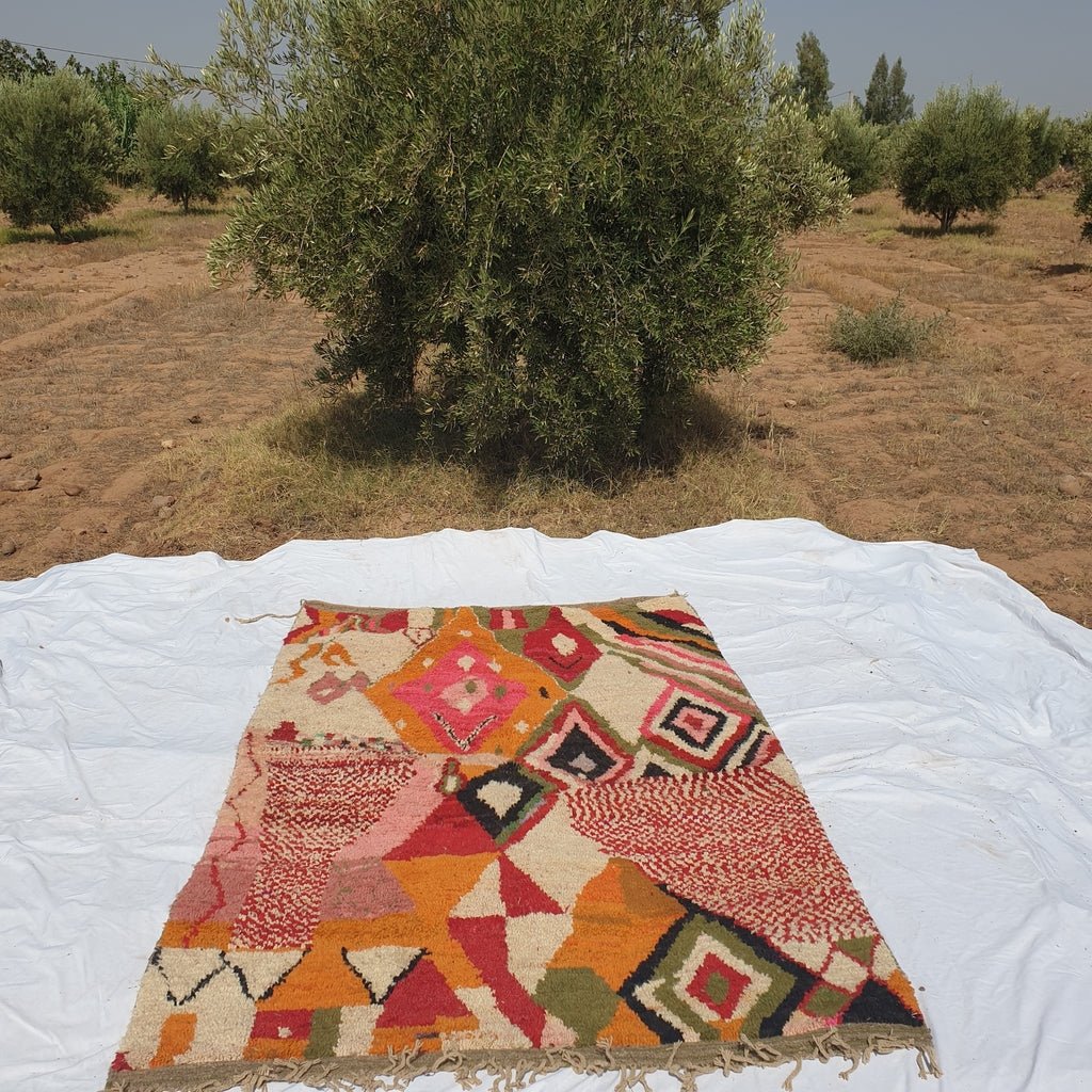 Moroccan Rug Boujaad Colorful Bedroom carpet | 8'8x5'6 Ft | 267x170 cm | ARHNI | 100% wool handmade - OunizZ