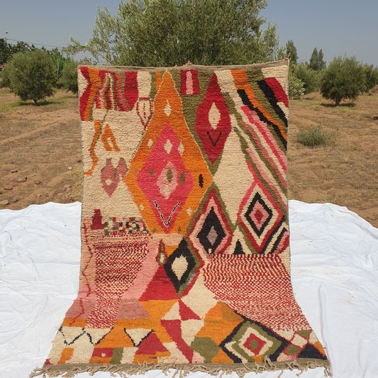 Moroccan Rug Boujaad Colorful Bedroom carpet | 8'8x5'6 Ft | 267x170 cm | ARHNI | 100% wool handmade - OunizZ