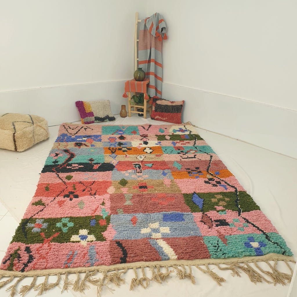 Moroccan Rug Boujaad Colorful Living room carpet | 10'2x6'4 Ft | 310x196 cm | MADOER | 100% wool handmade - OunizZ