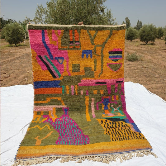Moroccan Rug Boujaad Colorful Living room carpet | 10'3x6'3 Ft | 314x192 cm | ROBIA | 100% wool handmade - OunizZ