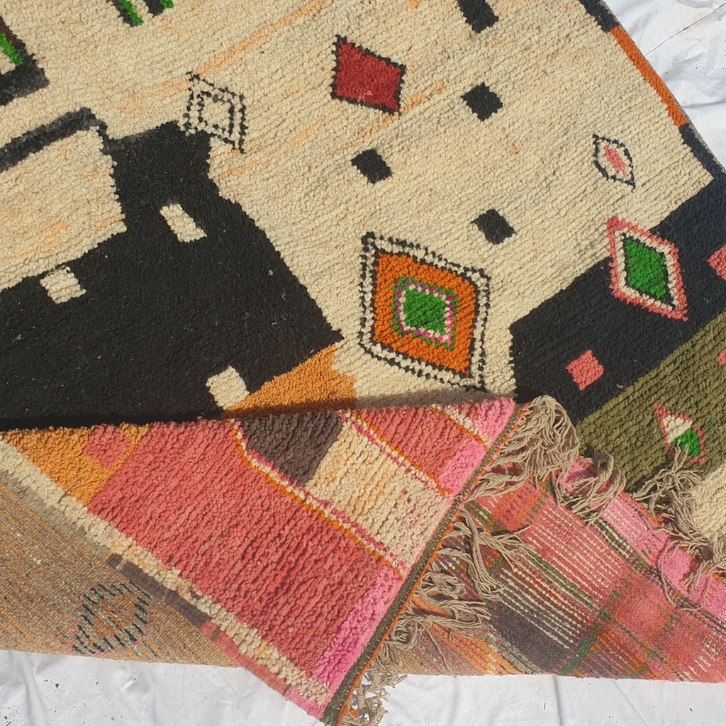 Moroccan Rug Boujaad Colorful Living room carpet | 9'5x6'3 Ft | 290x192 cm | ILMAH | 100% wool handmade - OunizZ