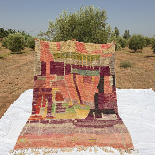 Moroccan Rug Boujaad Colorful Living room carpet | 9'8x6'9 Ft | 3x2,1 m | BILOUH | 100% wool handmade - OunizZ