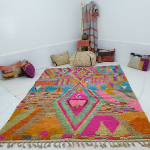 Moroccan Rug Boujaad Living room & Bedroom carpet | 9'8x6'8 Ft | 300x207 cm | TARNITT | 100% wool handmade - OunizZ