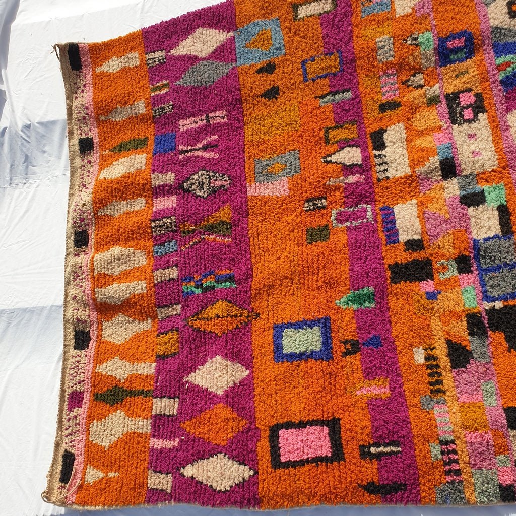 Moroccan Rug Boujaad Orange Living room & Bedroom carpet | 9'8x6'6 Ft | 300x202 cm | MACHBA | 100% wool handmade - OunizZ