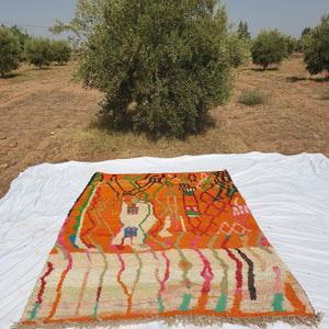 Moroccan Rug Boujaad Orange Living room carpet | 9'8x6'6 Ft | 3x2 m | BAKCHA | 100% wool handmade - OunizZ