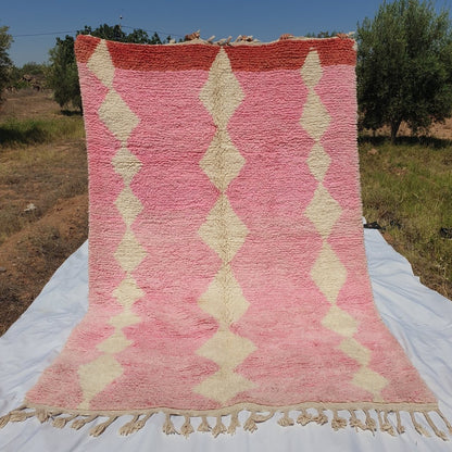 Moroccan Rug Pink Boujaad | 9'8x6'5 Ft | 3x2 m | SIASSIF | 100% wool handmade - OunizZ