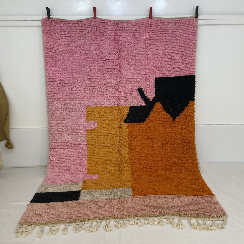 Moroccan Rug Pink Orange Boujaad | 9'5x6'5 Ft | 2,9x2 m | BIDOUH | 100% wool handmade - OunizZ