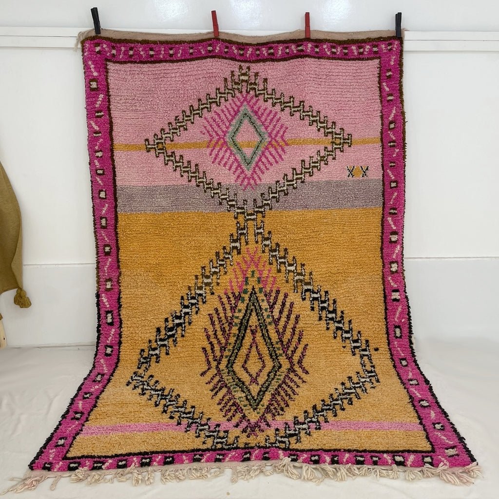 Moroccan Rug Pink & Orange Boujaad | 9'8x6'2 Ft | 3x1,9 m | AMBROKA | 100% wool handmade - OunizZ