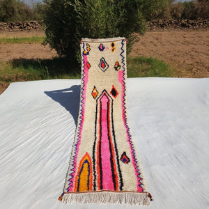 Moroccan Rug white Hallway Runner | Authentic Azilal Wool Berber Runner | Lightweight | 9'12 x 2'53 Ft | 278x77 cm - OunizZ