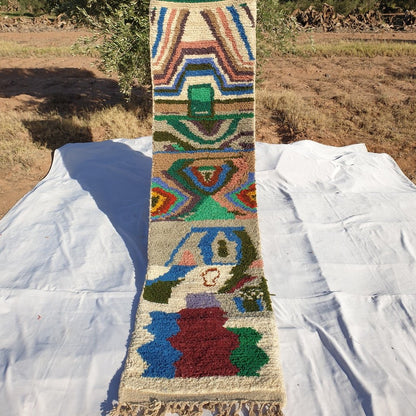 Moroccan Runner Rug | Authentic Boujaad Runner | Colorful Wool Rug | Berber Runner | Hallway Runner | 10'1 x 2'6 Ft | 3,08x78 cm - OunizZ