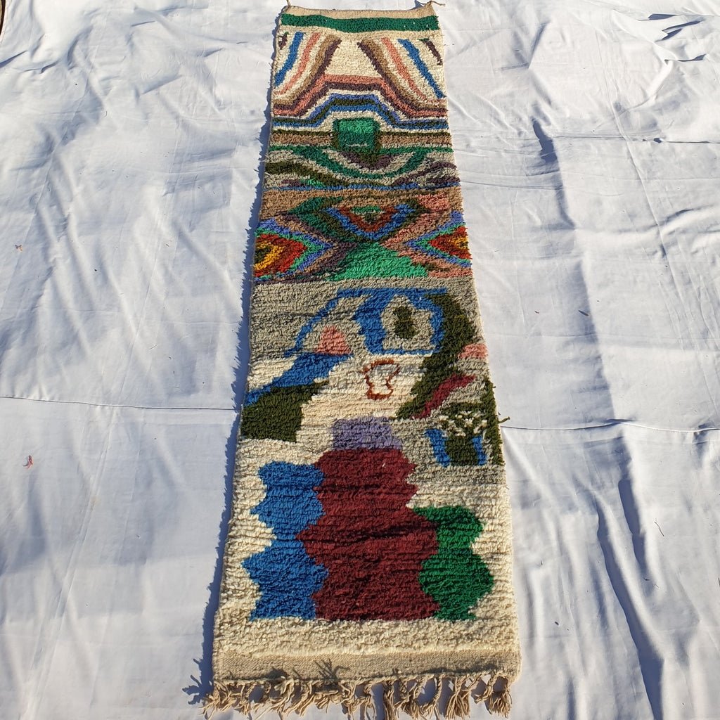Moroccan Runner Rug | Authentic Boujaad Runner | Colorful Wool Rug | Berber Runner | Hallway Runner | 10'1 x 2'6 Ft | 3,08x78 cm - OunizZ