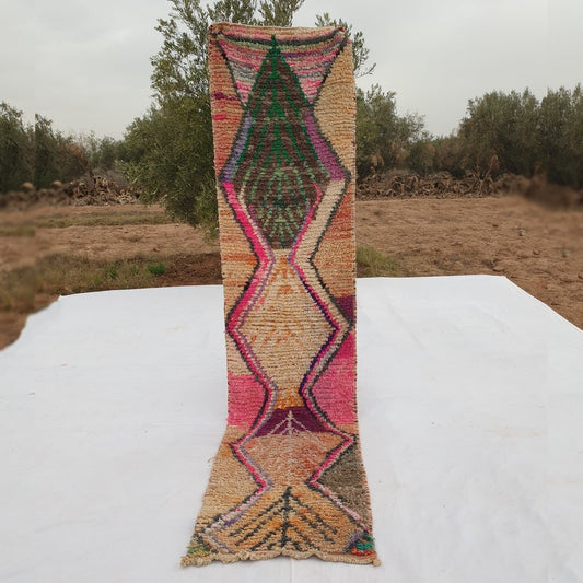 Moroccan Runner Rug | Authentic Boujaad Runner | Colorful Wool Rug | Berber Runner | Hallway Runner | 9'8 x 2'3 Ft | 3x0,70 m - OunizZ