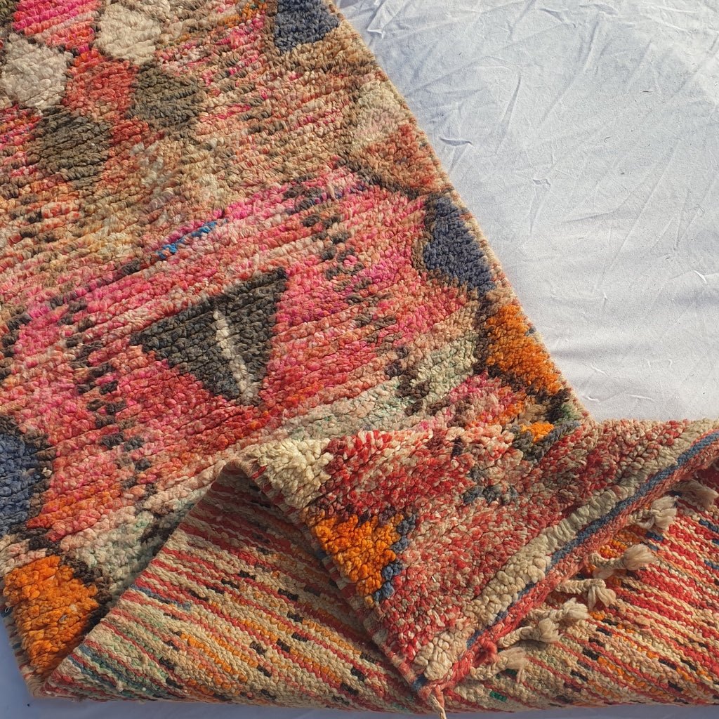 Moroccan Runner Rug | Authentic Boujaad Runner | Colorful Wool Rug | Berber Runner | Lightweight | Hallway Runner | Geometric | 10'1 x 2'3 Ft | 307x70 cm - OunizZ