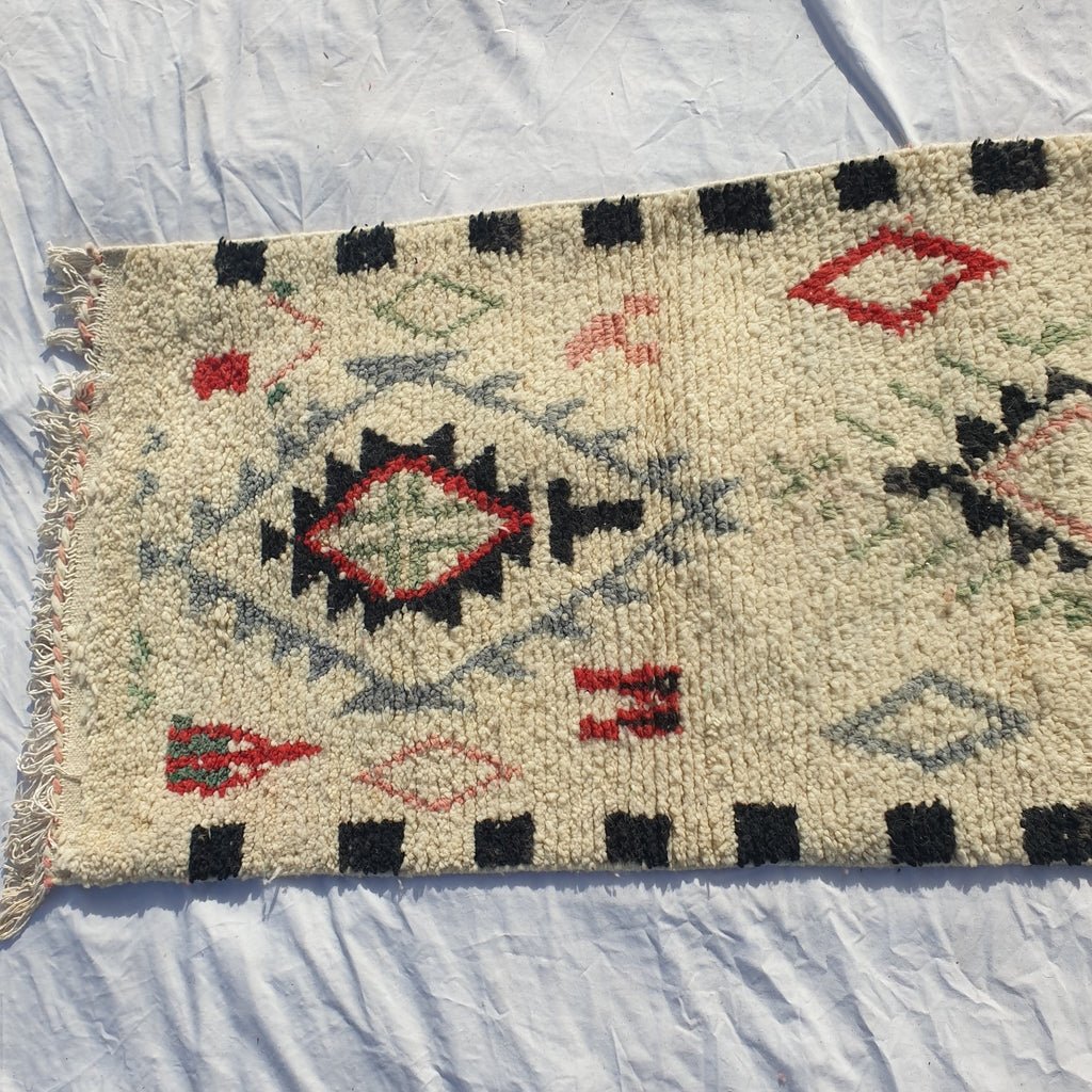 Moroccan Runner Rug | Authentic Boujaad Runner | Colorful Wool Rug | Berber Runner | Lightweight | Hallway Runner | Geometric | 10'1 x 2'4 Ft | 307x73 cm - OunizZ