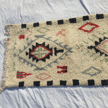 Moroccan Runner Rug | Authentic Boujaad Runner | Colorful Wool Rug | Berber Runner | Lightweight | Hallway Runner | Geometric | 10'1 x 2'4 Ft | 307x73 cm - OunizZ