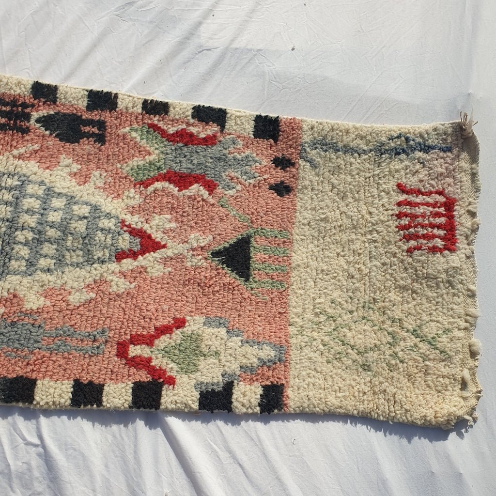 Moroccan Runner Rug | Authentic Boujaad Runner | Colorful Wool Rug | Berber Runner | Lightweight | Hallway Runner | Geometric | 10'1 x 2'4 Ft | 307x73 cm - OunizZ