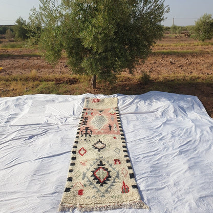 Moroccan Runner Rug | Authentic Boujaad Runner | Colorful Wool Rug | Berber Runner | Lightweight | Hallway Runner | Geometric | 10'1 x 2'4 Ft | 307x73 cm - OunizZ