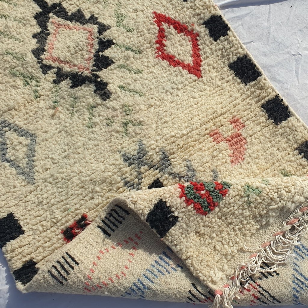 Moroccan Runner Rug | Authentic Boujaad Runner | Colorful Wool Rug | Berber Runner | Lightweight | Hallway Runner | Geometric | 10'1 x 2'4 Ft | 307x73 cm - OunizZ