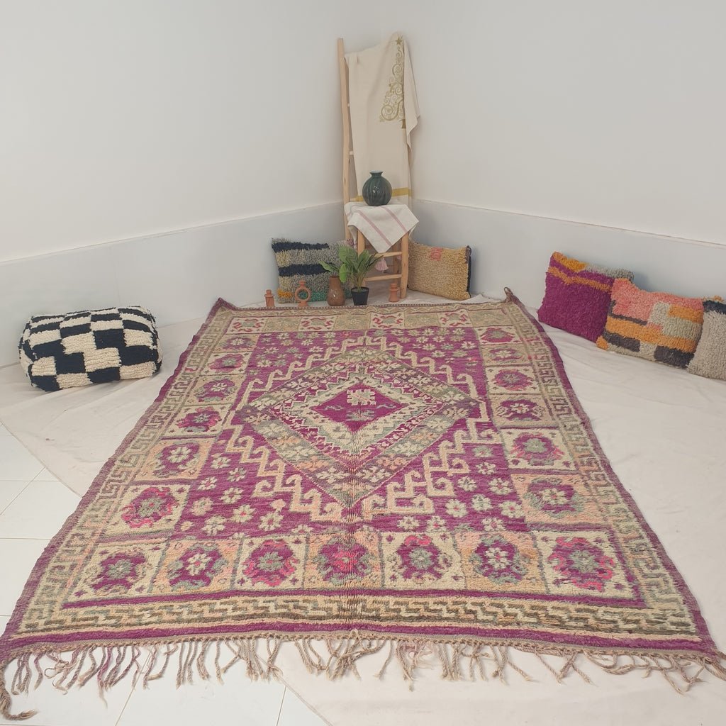 Moroccan VINTAGE Purple Rug | 10'4x6'7 Ft | 3,17x2,03 m | SIMAKA | 100% wool handmade - OunizZ