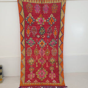 Moroccan VINTAGE Red Rug | 7x3'5 Ft | 2,16x1,07 m | LANCANA | 100% wool handmade - OunizZ