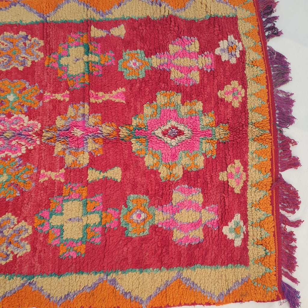 Moroccan VINTAGE Red Rug | 7x3'5 Ft | 2,16x1,07 m | LANCANA | 100% wool handmade - OunizZ