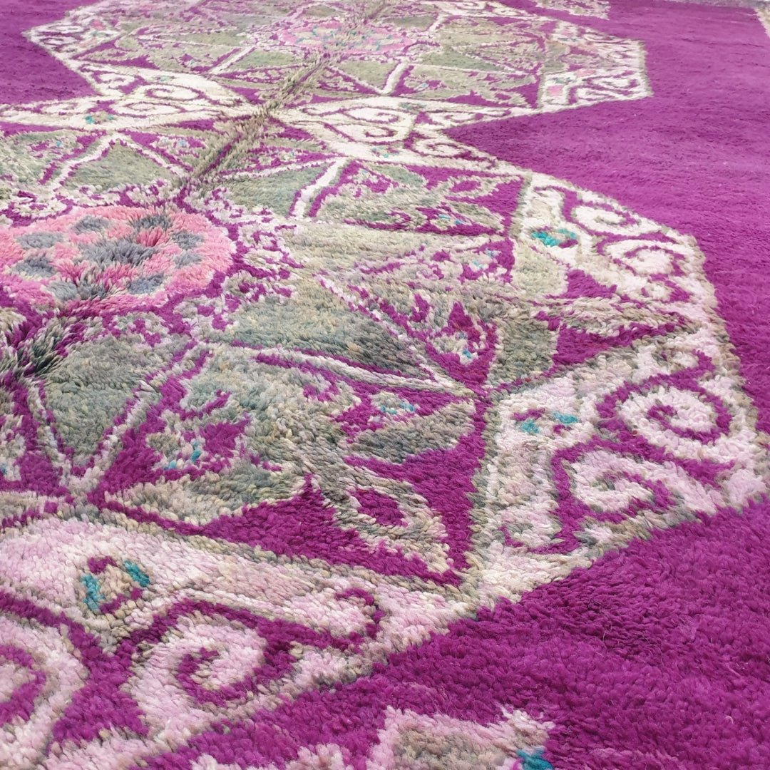 Moroccan VINTAGE Rug Purple | 10x7 Ft | 3,15x2,12 m | RAJWA | 100% wool handmade - OunizZ