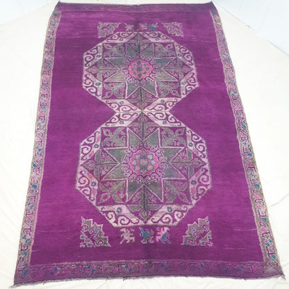 Moroccan VINTAGE Rug Purple | 10x7 Ft | 3,15x2,12 m | RAJWA | 100% wool handmade - OunizZ