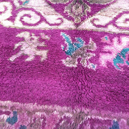 Moroccan VINTAGE Rug Purple | 10x7 Ft | 3,15x2,12 m | RAJWA | 100% wool handmade - OunizZ