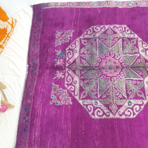 Moroccan VINTAGE Rug Purple | 10x7 Ft | 3,15x2,12 m | RAJWA | 100% wool handmade - OunizZ