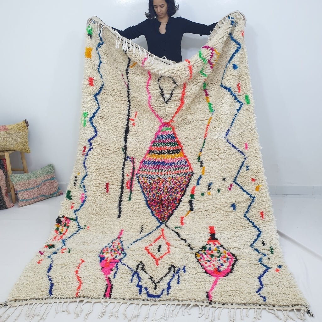 Moroccan White Azilal Rug | AMLYZ | 9'7x6'5 Ft | 3x2 m |100% wool handmade - OunizZ