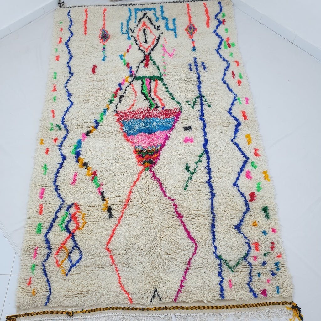 Moroccan White Azilal Rug | BIDWA | 10x6 Ft | 3x1,82 m |100% wool handmade - OunizZ