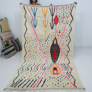 Moroccan White Azilal Rug | LIDY | 10'2x5'8 Ft | 3,10x1,77 m | 100% wool handmade - OunizZ